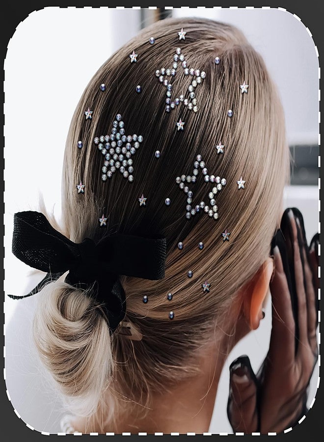 Jacnkb 3 Sheets Star Gem Stickers Self Adhesive Rhinestone Stickers Glitter Silver Star Sticker Acrylic Face Jewel Sticker Bling Hair Diamond Decals Sparkly Crystal Pearls for Body Nails Crafts Decoration - Image 5
